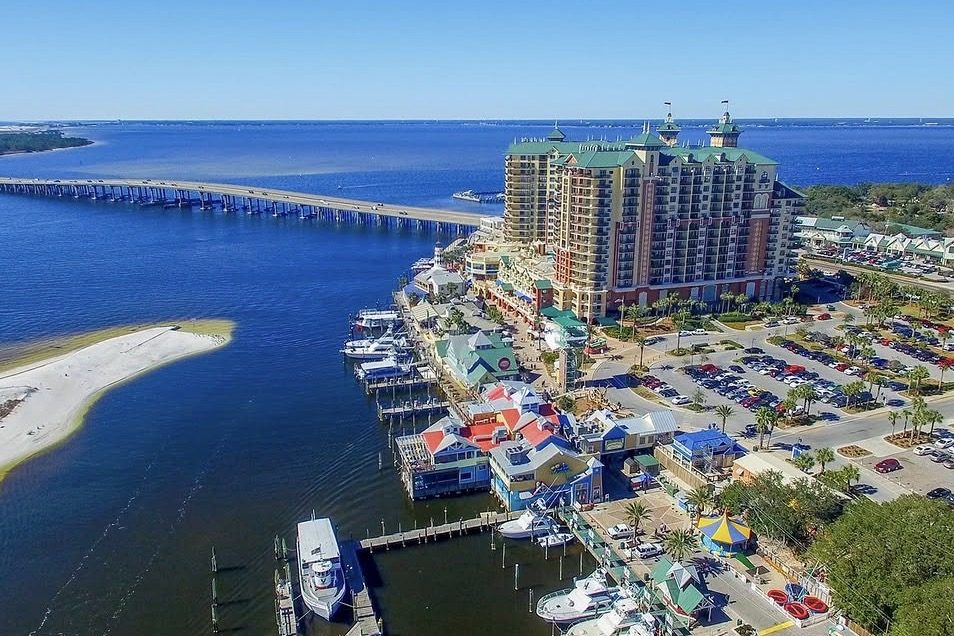 Destin Harbor and a bridge across the pass