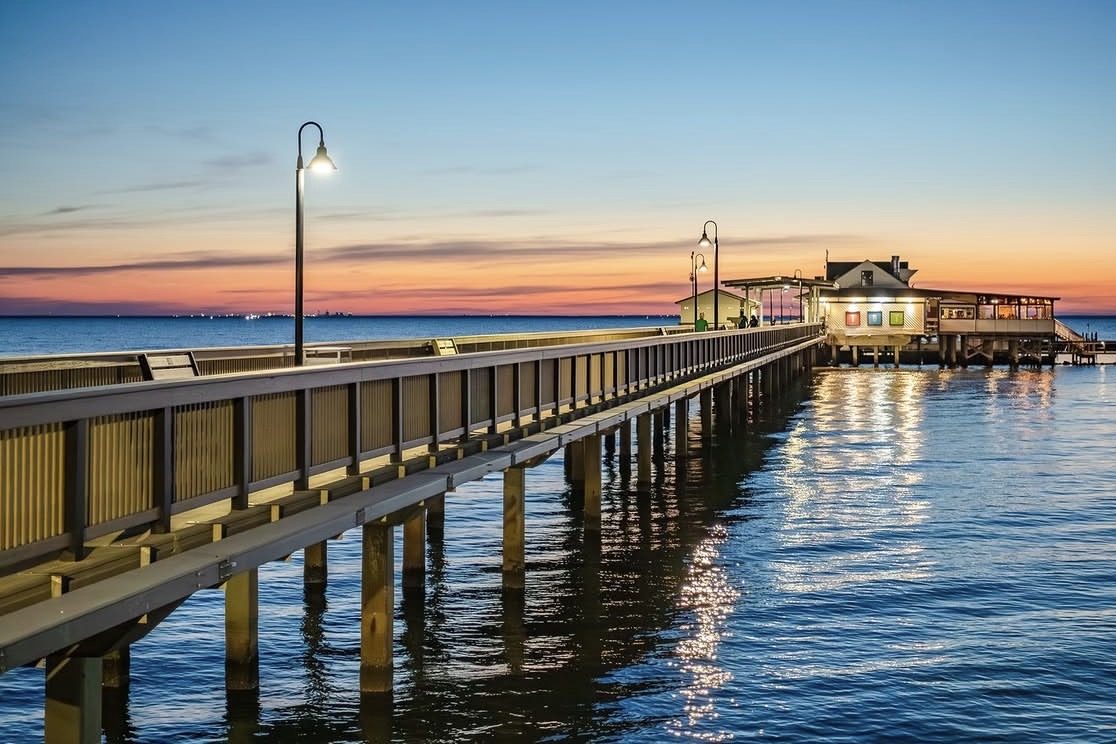 The Fairhope Municipal Pier at dusk