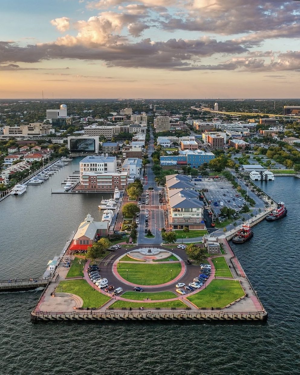 Pensacola’s downtown waterfront at sunset